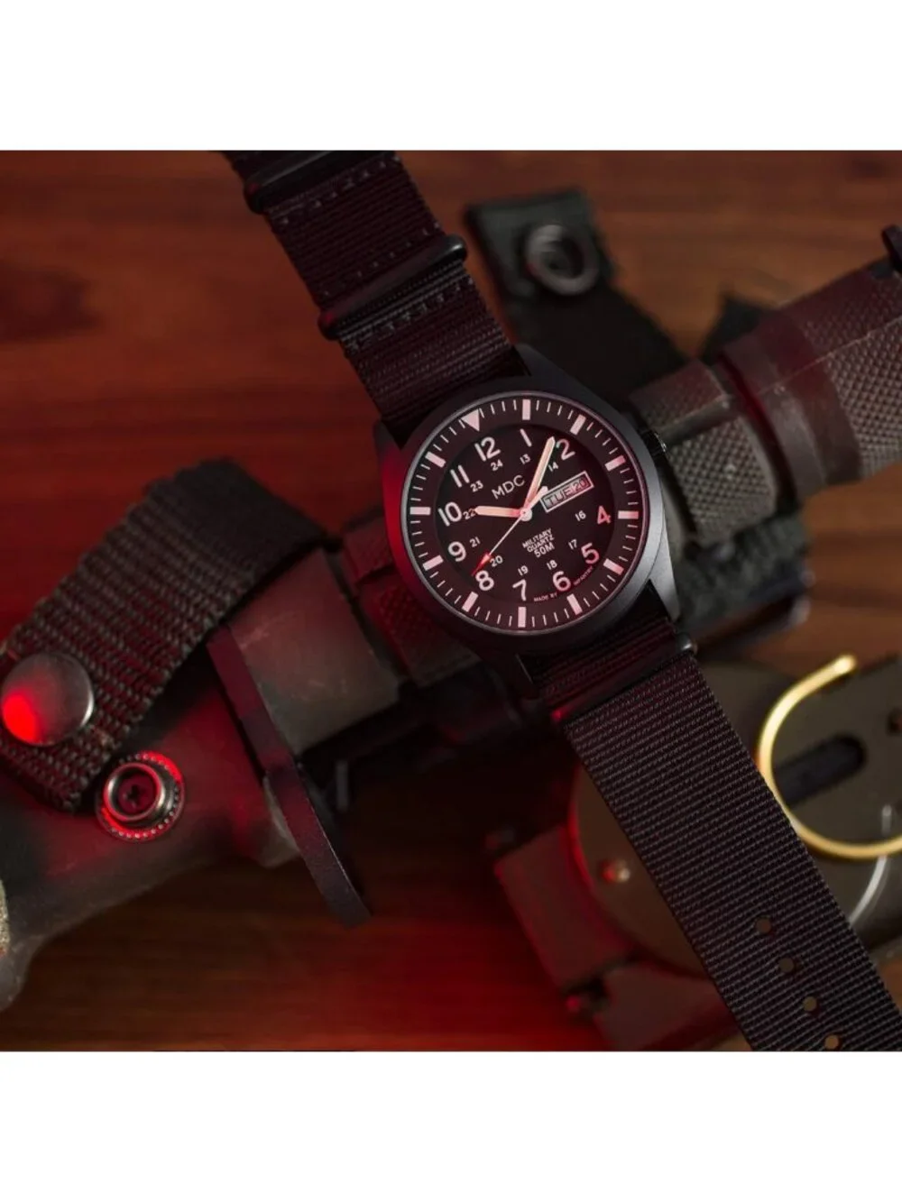 Men's Tactical Military Field Watch - Waterproof, 12/24H Day Date, Outdoor Sport